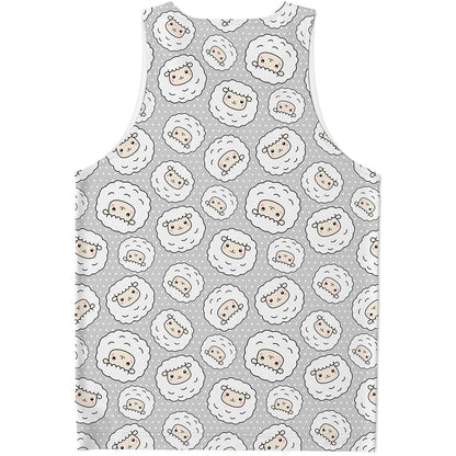 Kawaii Sheep Pattern Print Men's Tank Top