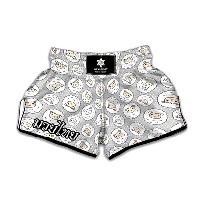 Kawaii Sheep Pattern Print Muay Thai Boxing Shorts