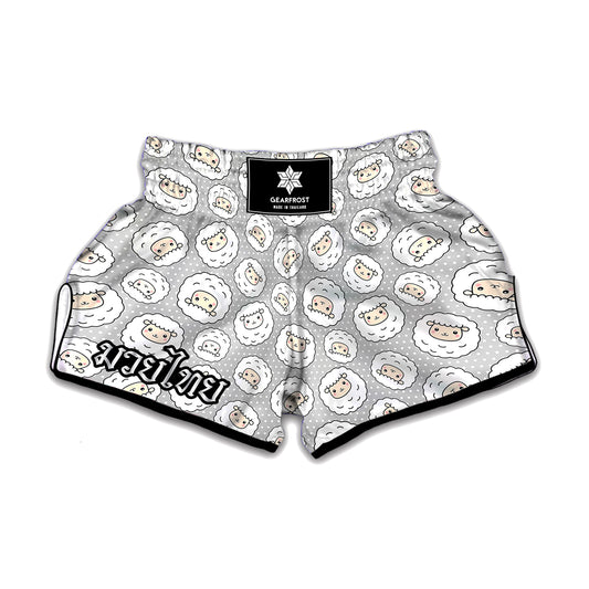 Kawaii Sheep Pattern Print Muay Thai Boxing Shorts