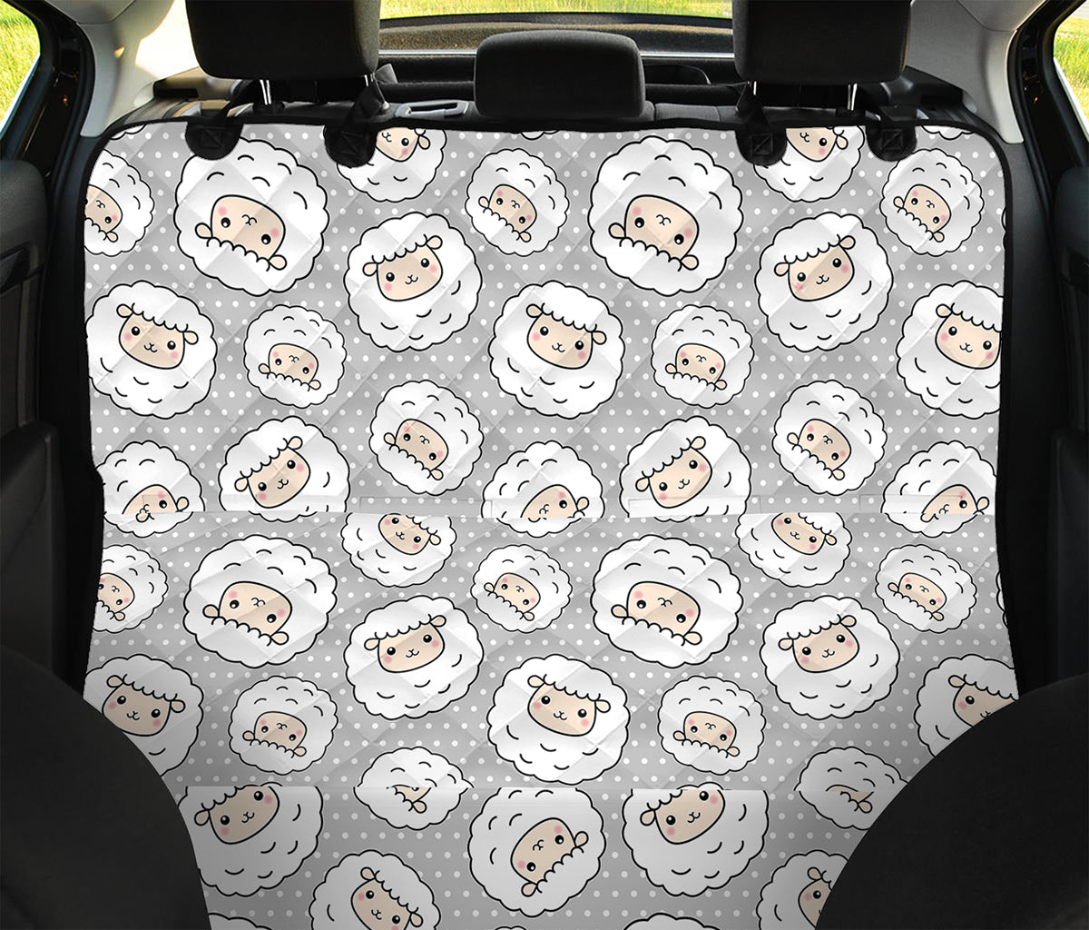 Kawaii Sheep Pattern Print Pet Car Back Seat Cover