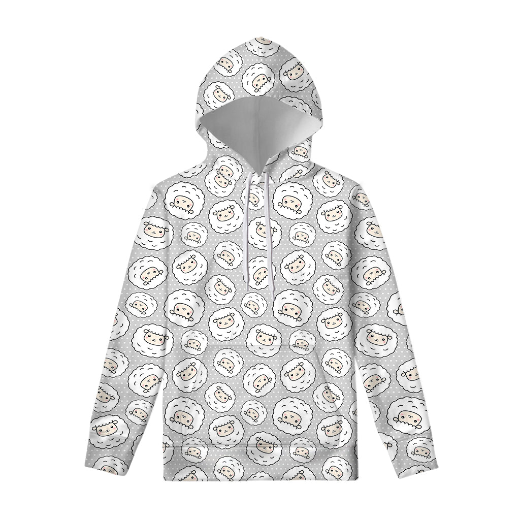 Kawaii Sheep Pattern Print Pullover Hoodie