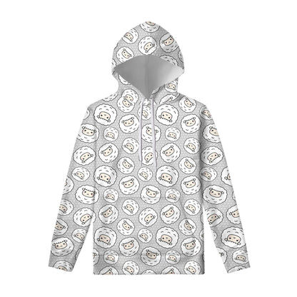 Kawaii Sheep Pattern Print Pullover Hoodie
