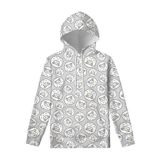 Kawaii Sheep Pattern Print Pullover Hoodie