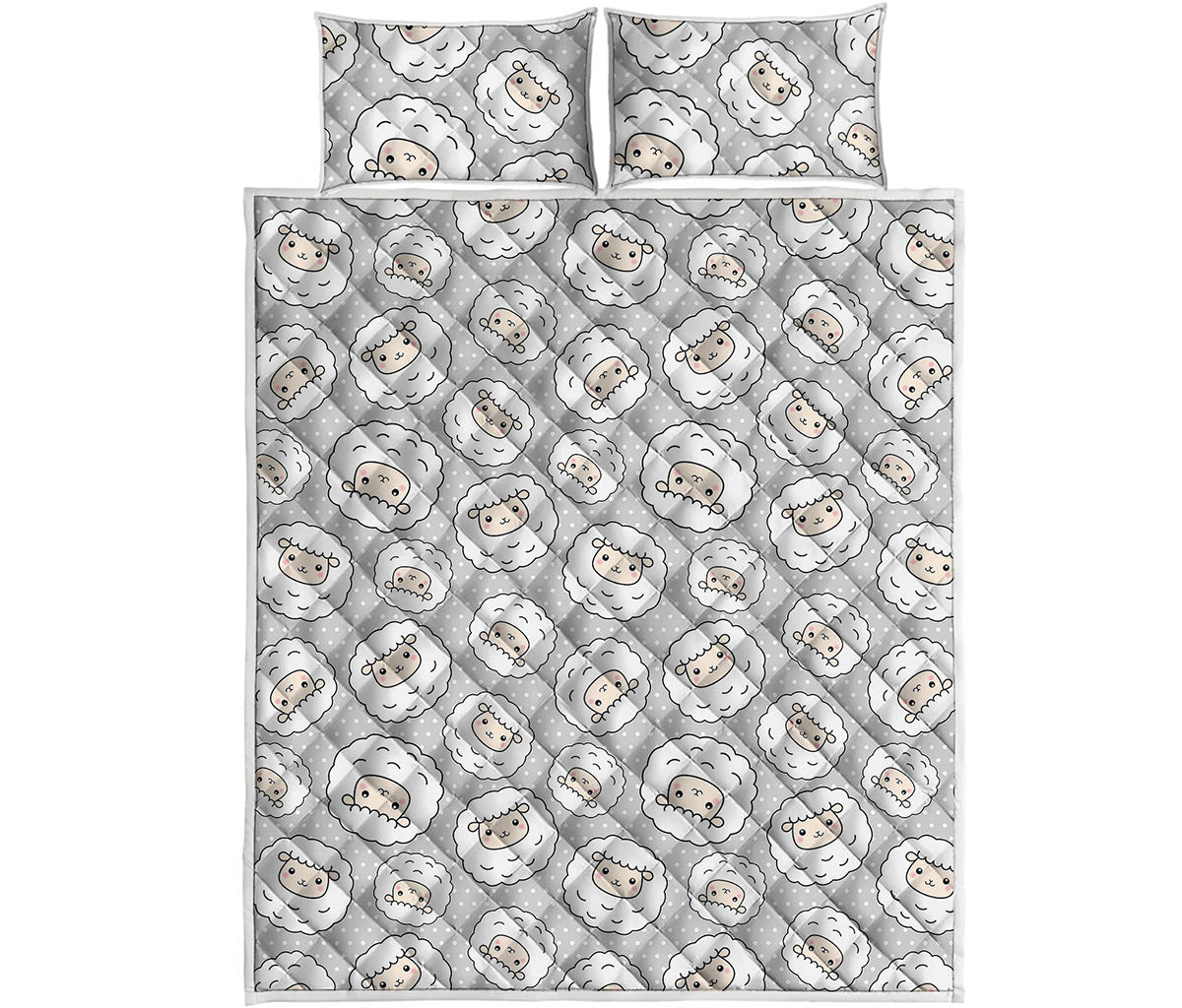 Kawaii Sheep Pattern Print Quilt Bed Set