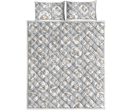 Kawaii Sheep Pattern Print Quilt Bed Set
