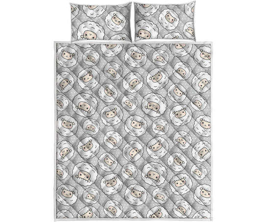 Kawaii Sheep Pattern Print Quilt Bed Set