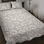 Kawaii Sheep Pattern Print Quilt Bed Set