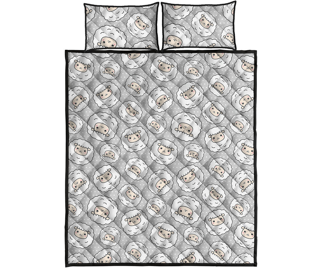 Kawaii Sheep Pattern Print Quilt Bed Set