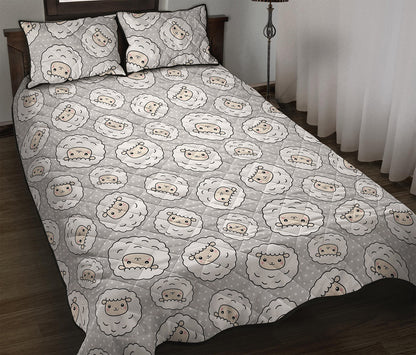 Kawaii Sheep Pattern Print Quilt Bed Set