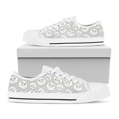 Kawaii Sheep Pattern Print White Low Top Shoes