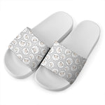 Kawaii Sheep Pattern Print White Slide Sandals