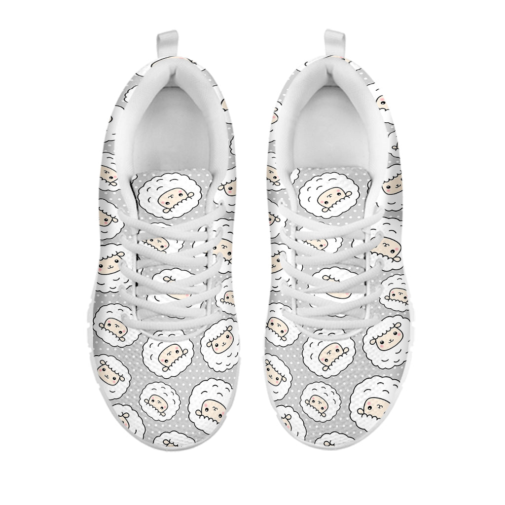Kawaii Sheep Pattern Print White Sneakers