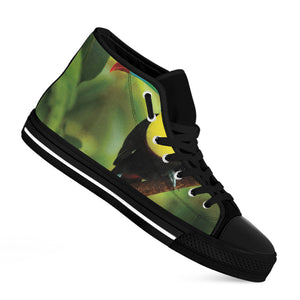 Keel-Billed Toucan Print Black High Top Shoes