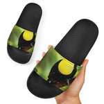 Keel-Billed Toucan Print Black Slide Sandals