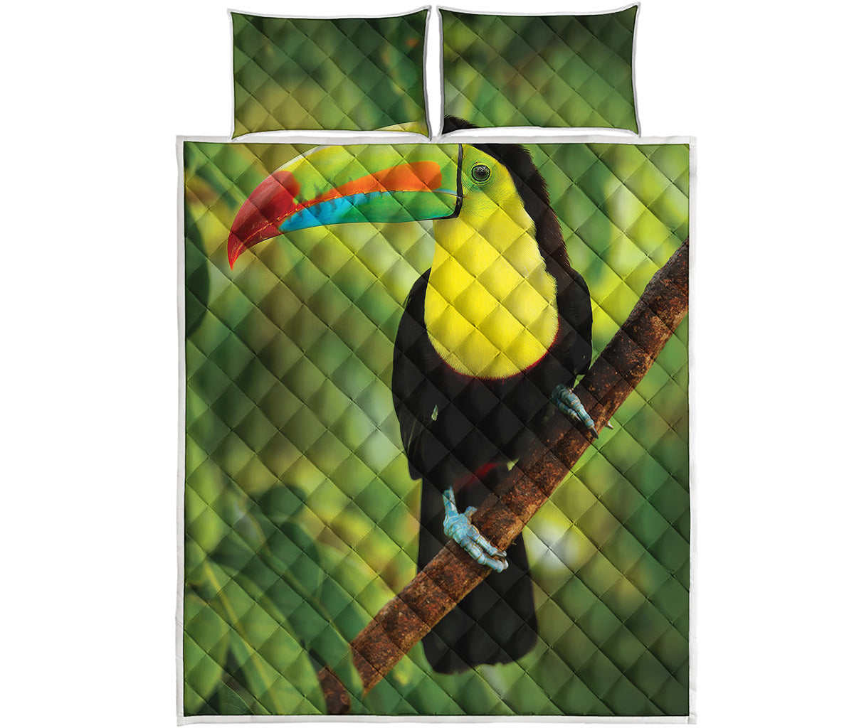 Keel-Billed Toucan Print Quilt Bed Set