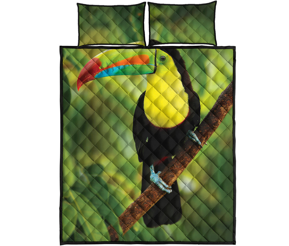 Keel-Billed Toucan Print Quilt Bed Set