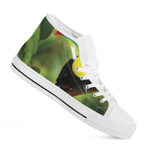 Keel-Billed Toucan Print White High Top Shoes