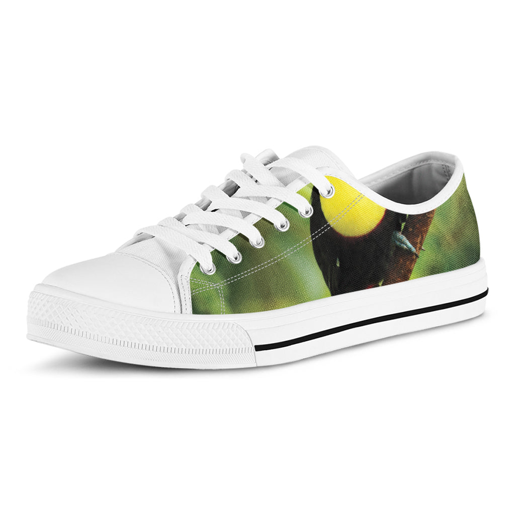 Keel-Billed Toucan Print White Low Top Shoes