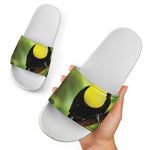Keel-Billed Toucan Print White Slide Sandals