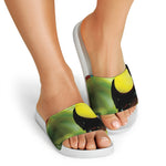 Keel-Billed Toucan Print White Slide Sandals