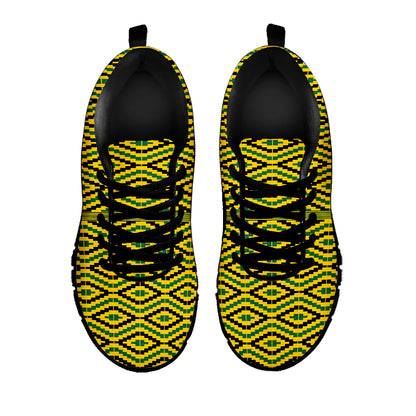 Kente African Pattern Print Black Sneakers