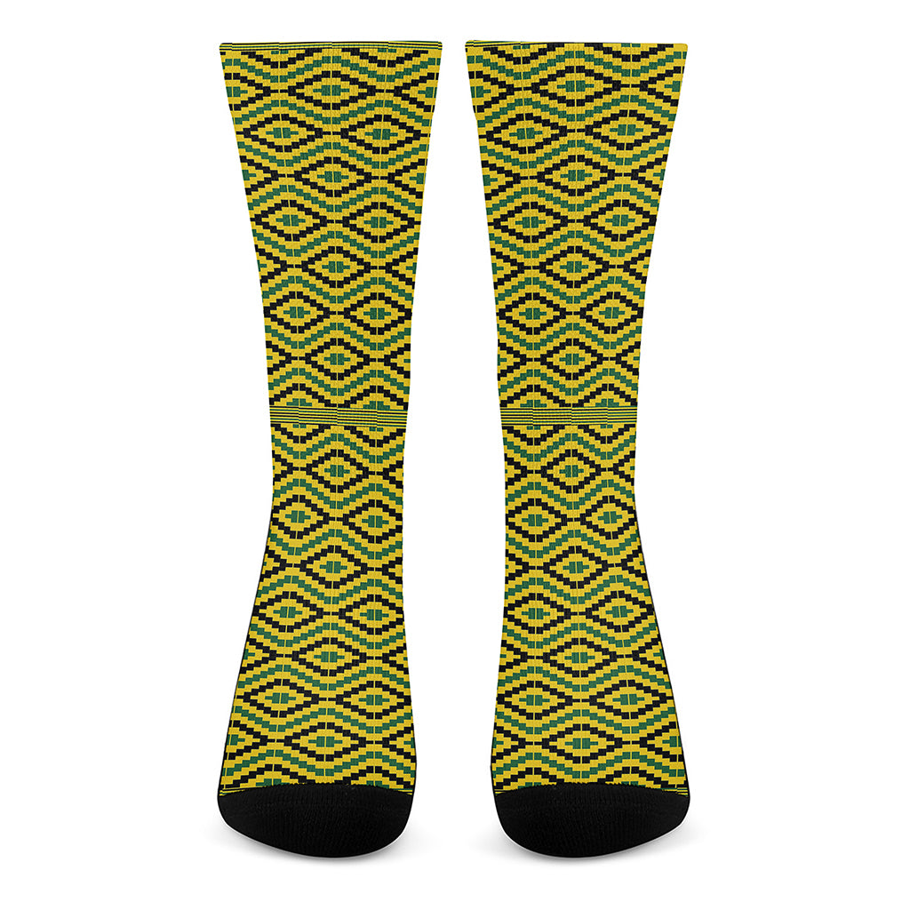 Kente African Pattern Print Crew Socks