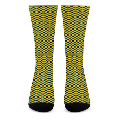 Kente African Pattern Print Crew Socks