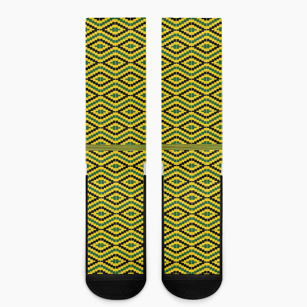 Kente African Pattern Print Crew Socks