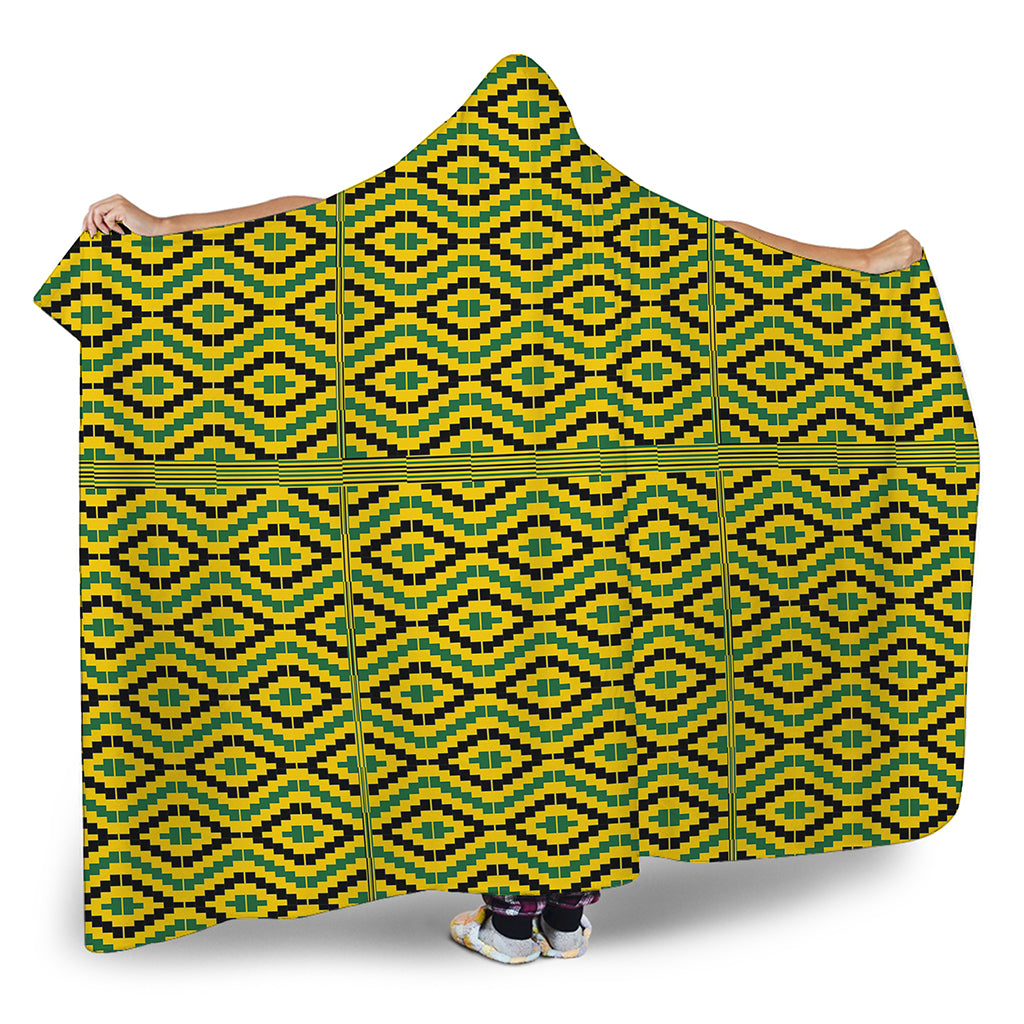 Kente African Pattern Print Hooded Blanket
