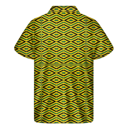Kente African Pattern Print Men's Short Sleeve Shirt