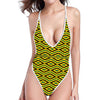 Kente African Pattern Print One Piece High Cut Swimsuit