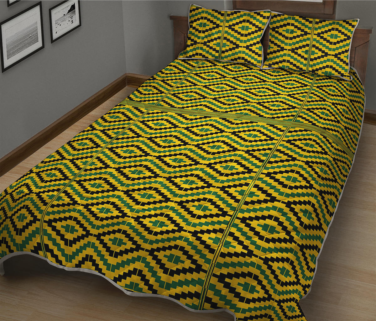 Kente African Pattern Print Quilt Bed Set