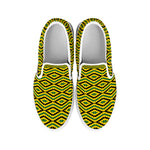 Kente African Pattern Print White Slip On Shoes