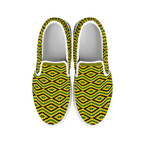 Kente African Pattern Print White Slip On Shoes