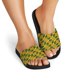 Kente Ethnic Pattern Print Black Slide Sandals
