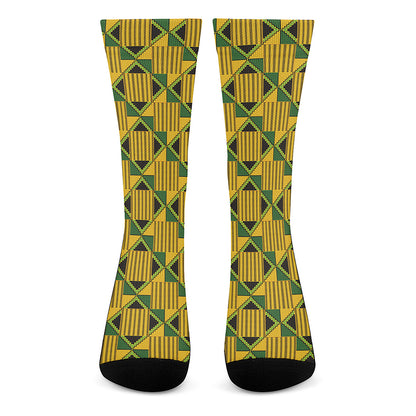 Kente Ethnic Pattern Print Crew Socks