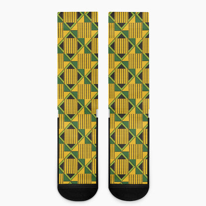 Kente Ethnic Pattern Print Crew Socks