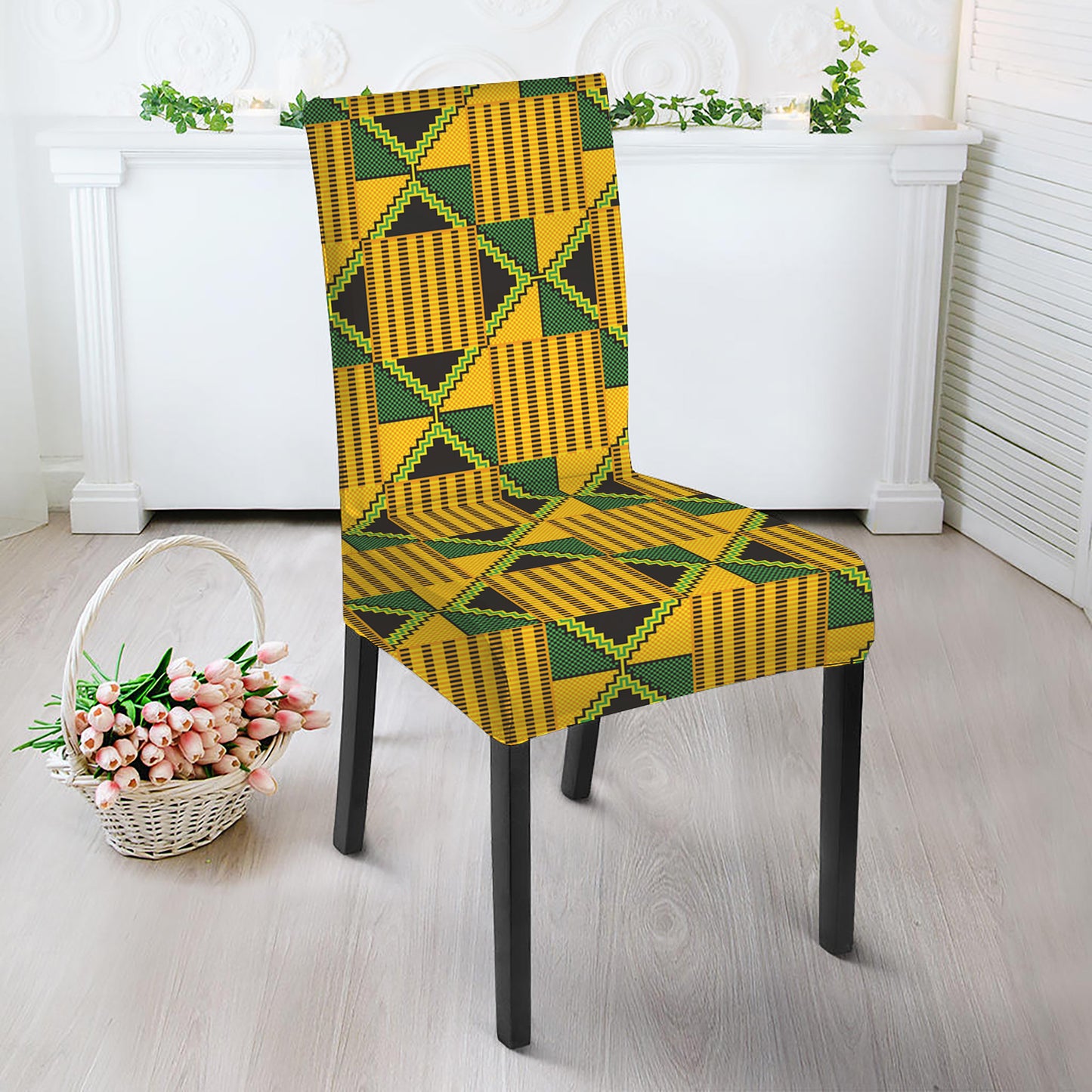 Kente Ethnic Pattern Print Dining Chair Slipcover