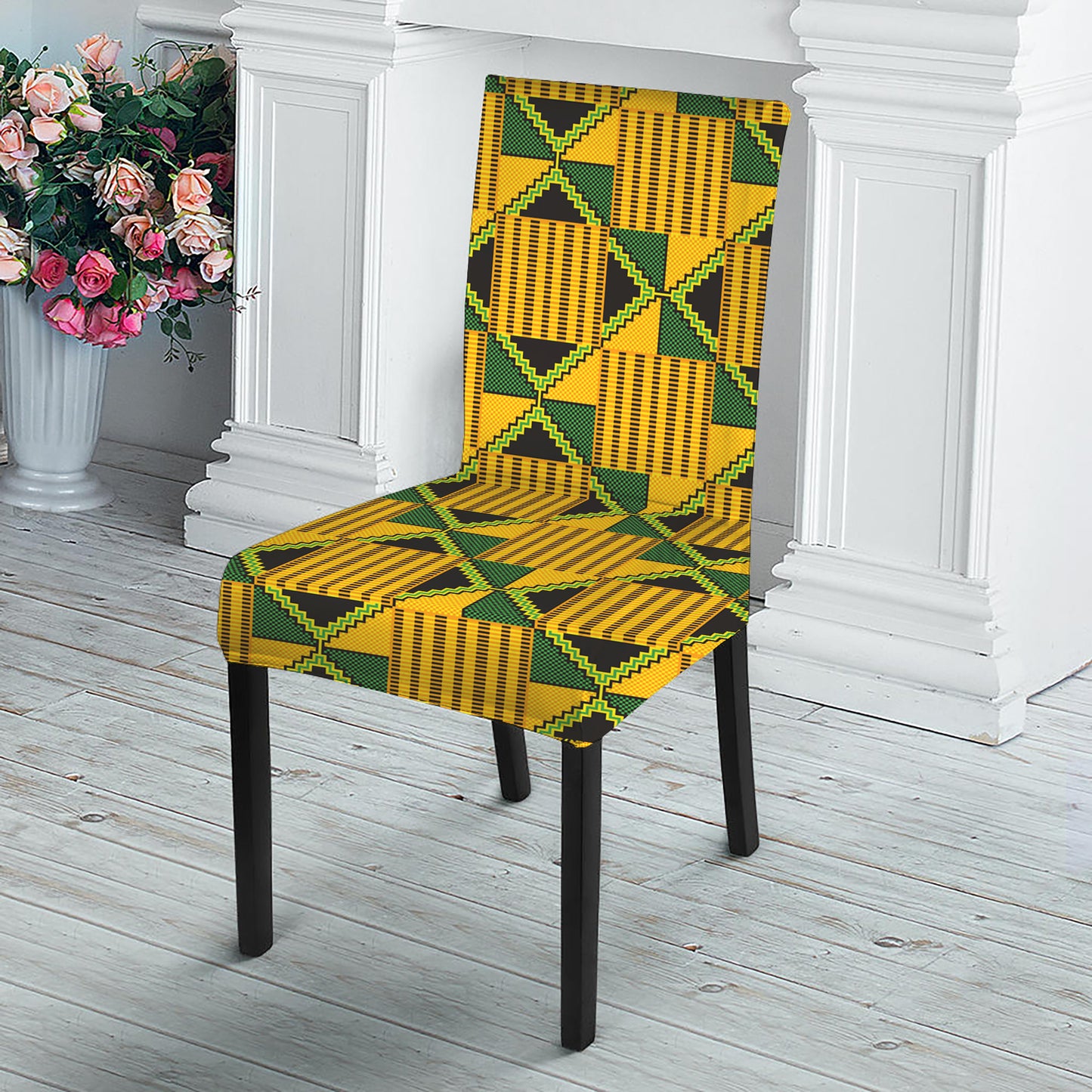 Kente Ethnic Pattern Print Dining Chair Slipcover