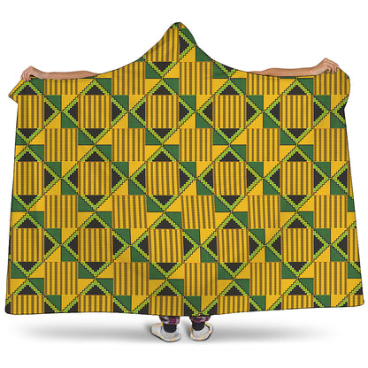 Kente Ethnic Pattern Print Hooded Blanket