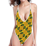 Kente Ethnic Pattern Print One Piece High Cut Swimsuit