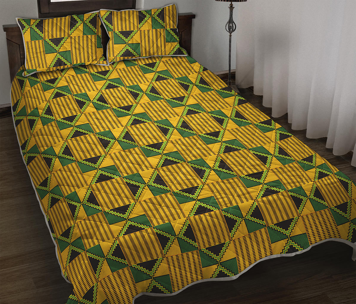 Kente Ethnic Pattern Print Quilt Bed Set