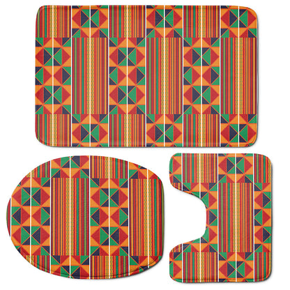 Kente Pattern Print 3 Piece Bath Mat Set