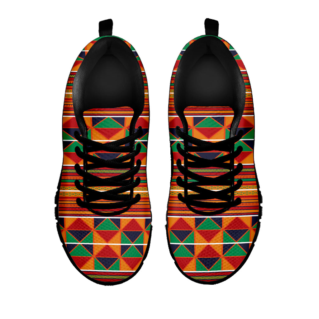 Kente Pattern Print Black Sneakers