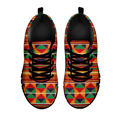 Kente Pattern Print Black Sneakers