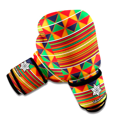 Kente Pattern Print Boxing Gloves