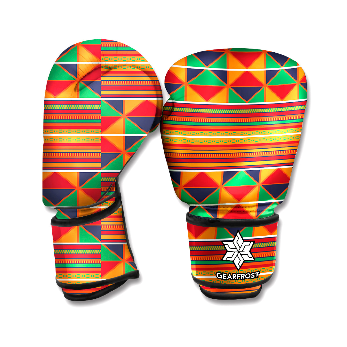 Kente Pattern Print Boxing Gloves