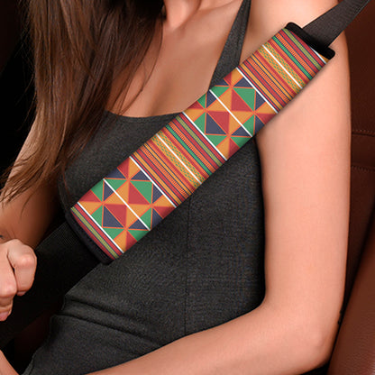 Kente Pattern Print Car Seat Belt Covers