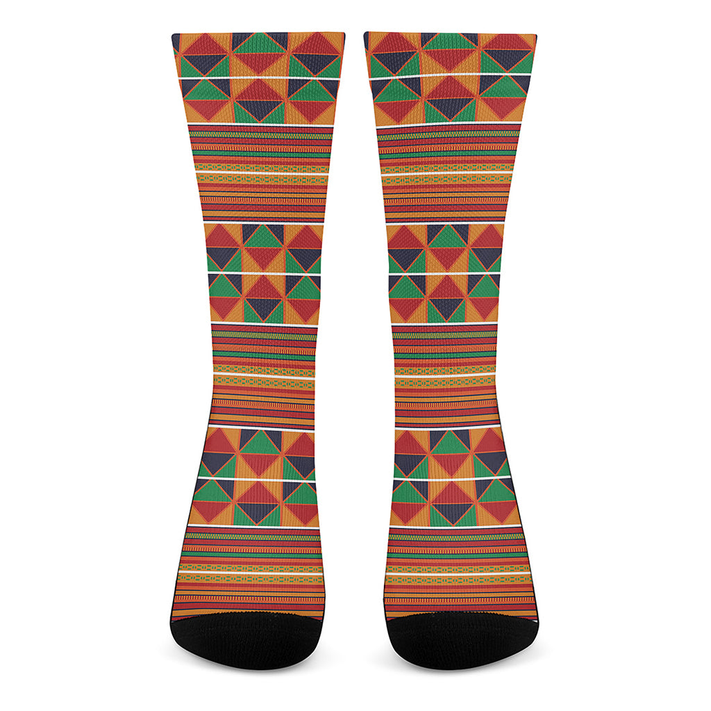 Kente Pattern Print Crew Socks