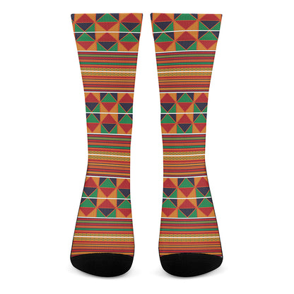 Kente Pattern Print Crew Socks